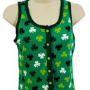 One Piece Snooze Button Shamrock Sleeveless  Pajama Romper Small Photo 1