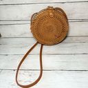 Urban Outfitters Round Circular Straw Woven Crossbody Purse with Gingham Lining Photo 2