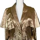 Vintage Gold Genuine Leather Metallic Trench style Button Up Coat. Size M/L Size L Photo 2