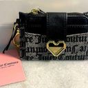 Juicy Couture  wallet modern chic tab elongated card case Black Gray gold heart Photo 0