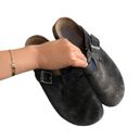 Birkenstock ✨  Black Boston Soft Footbed Suede Slip On Loafers Photo 4