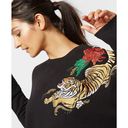 Sweaty Betty  Tora Black Tiger Embroidered Oversized Crewneck Sweatshirt L Photo 1