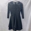 City Vibe  Black 3/4 Sleeve Lace Mini Fit & Flare Dress size 1 Photo 5