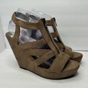 Carlos Santana  Womens size 8 Kaila Faux Vegan Suede Strappy Wedge Heels Brown Photo 11