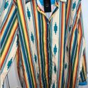 L&B NWT  Lucky & Blessed Southwestern Blue Sequined Long Sleeve Button Up Blouse Photo 2