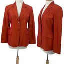 Lafayette 148  Blazer Buttons Down Cotton Silk Pockets Iridescent Orange Womens 8 Photo 1