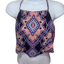 Raisin's  Swim Nepal Nights High Neck Macrame Back Tankini Top Black Size S Photo 1