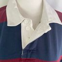 American Eagle New  Throwback Rugby Stripe Cropped Polo Shirt Maroon Navy Size XS Photo 4