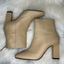 ZARA  Cream Go Go Boots Leather Heels Square Round Toe Heel 39 Photo 3