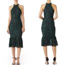 Alexia Admor Sleeveless Midi Dress Dark Green Black Lace Ruffles Lacy Mermaid L Photo 1