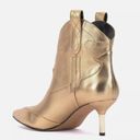 Jessica Simpson NEW  Nelda Gold Pointed Toe Pull On Kitten Heel Western  Booties Photo 2