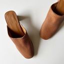 Oak + Fort  Woven Leather Heeled Mules Round Toe Cognac Tan Women's 8 Photo 1