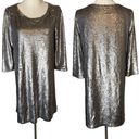 BB Dakota  Sequin Dress Silver Mini Shift Metallic Party Disco NEW, size Small Photo 1