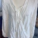 Prómesa NWT $59 Promesa Diamond Jacquard Lace Trimmed Surplice Peasant White Top, Sz S Photo 0