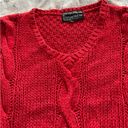 Vintage Carole Little red silk blend cable knit sweater vest, size M hand knit Size M Photo 4