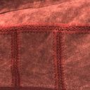 J.Jill  Rustic Red Crochet Wool Leather Patchwork Long Cardigan Sweater Jacket Photo 9