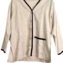 Kathie Lee Collection Beige and Black Linen-Type Button Up Cardigan Photo 1