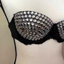 Handmade  Rhinestone Studded Black Lace Mesh Strapless Bra Bustier Women Size 32B Photo 2