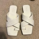 White Square Toe Sandals Size 8 Photo 0