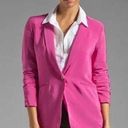 Elizabeth and James NWT  Ruched Sleeve Crepe Heather Blazer in Fuchsia Pink 0 $495 Photo 0