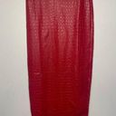 Naked Wardrobe  Women's Size XS Crocodile Midi Skirt Red Vegan Leather Slit NWT Photo 0