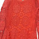 Boston Proper  Coral Crochet Lace Illusion-Sleeve Dress Boho Small Photo 2