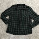 Staccato  women’s large black / green plaid button down top Photo 0