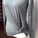 Fabletics  Womens Pullover Top Shirt Gray Heathered Long Sleeve Twisted Front XS Photo 3