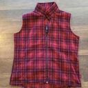 Woolrich  Women's Large Red Black Hunt Plaid Fleece Full-Zip Vest Two Pockets Photo 0