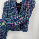 Doncaster Vintage 80s  Silk Multicolored Crop Blazer Size 6 Statement Gold Button Photo 8