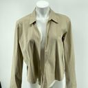 DKNY City  Women’s Tan Collared Long Sleeve Cotton Wrap Front Blouse Top Size 12 Photo 9