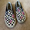 Vans Women’s Size 7 Black and White Checkered Floral Slip On  Photo 5