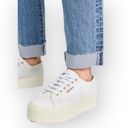 Superga new  ★ 2790 Platform Napa Leather Sneakers ★ Optical White Silver ★ 8.5M Photo 7