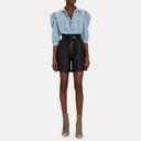 Frame Gathered Paperbag High Rise Lamb Leather Shorts Photo 1