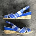 Ralph Lauren Lauren  Womens CAMARA Blue Plaid Wedge Slingback Sandals Size 10 B Photo 5