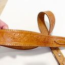 Tooled Leather Western Southwestern Buckle Waist Belt Tan Photo 6