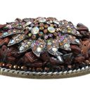 Ivan Taiwan Rare Vintage Beaded Belt Buckle Western Hippie Boho Brown Photo 2