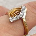 Vintage 18K HGE Gold plated Clear Stone Fan Ring Size 7 Photo 9