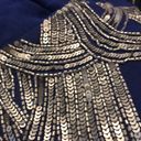 Alberto Makali Vintage y2k  Blue Blouse Lightweight Sequins Beads Elastic Waist L Photo 3