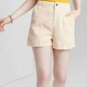 Wild Fable Wild FableHigh-Rise Corduroy Elastic Back Shorts Beige Women's L NWT Photo 0