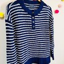 American Eagle  Blue White Striped Jegging Fit Henley Sweater Women's Size XS Photo 6