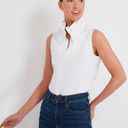 Tuckernuck  Bouvier Blouse Sleeveless White Stretch Poplin Ruffle Neck Size XS Photo 0