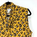 Carmen Marc Valvo Carmen Top Women's Size Large Yellow Floral Leopard Print Tank Blouse Knot Front Photo 2