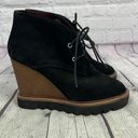 BCBGeneration Bcbg Generation | Nariska Black Suede Wedge Booties | Lace Up | Size 9 | NWOB Photo 0