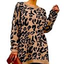 Elodie  Leopard Print Oversized Sweater Long Sleeve Size Small Photo 0