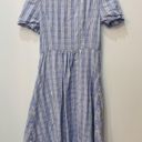 Draper James  Dress Blue Plaid Button Down Linen Blend Cottagecore size 2 Photo 4