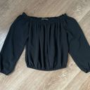 Brandy Melville Off Shoulder Crop Top Womens One Size OS Black Breezy 3/4 Sleeve Photo 0