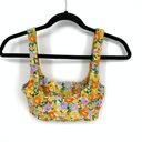 ZARA  Cropped Top Bralette Womens Small Bright Floral Print Multicolor Photo 3