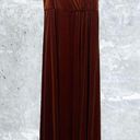 The Moon NWT Dessy VELVET MAXI DRESS WITH SHIRRED BODICE AND FRONT SLIT IN AUBURN Photo 3