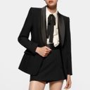 ZARA  DINNER TOXEDO Blazer Jacket w/ Satin Lapel Collar Long Sleeves Black S NEW Photo 6